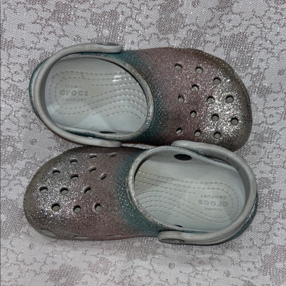 CROCS Silver and Brown Sandals with Metallic‎ Finish